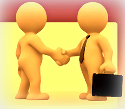Animated characters shaking hands